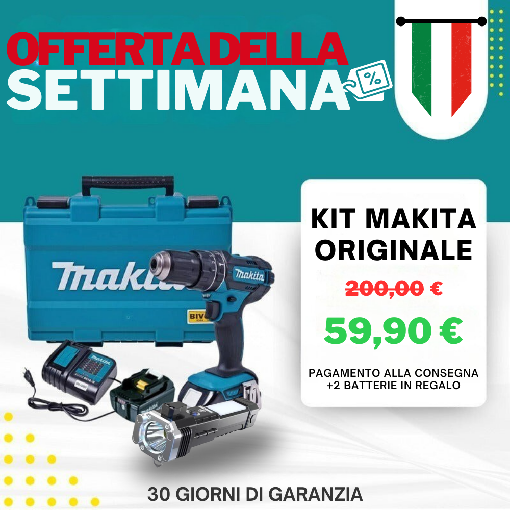 Trapano Avvitatore Professionale 48V - Kit Completo con 2 Batterie + 45 Accessori + Torcia Tattica | Prestazioni Elevate e Qualità Garantita